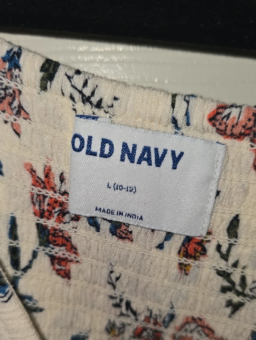 Old Navy Cream Floral‎ Maxi Dress with Navy & Rust Accents